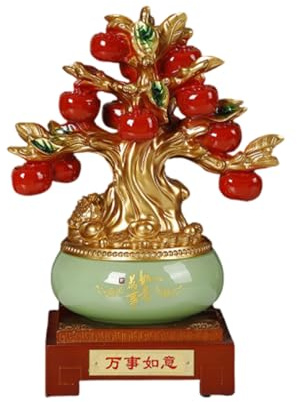 JYBNBBE Bonsai in Vaso di Giada di Cristallo, Albero di Mele, Decorazione per Soggiorno, Ornamenti Artificiali per Alberi, Regali, Gemma sicura, Bonsai, A, 30 * 18 * 40 cm,A-23 * 15 * 30cm