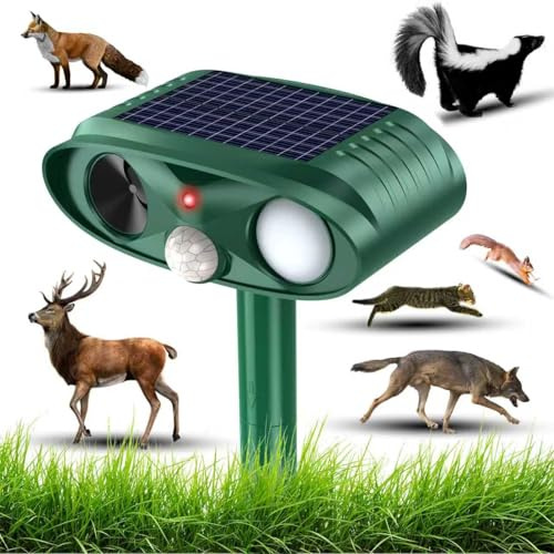 Répulsif Solaire pour Chats avec capteur PIR et LED Flash, répulsif à ultrasons Facile à Installer pour Animaux, Efficace pour éloigner Les Chats, Chiens, Renards et Autres Animaux du Jardin.