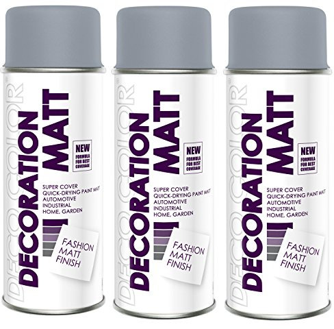 Deco Color 3er Sparpack DC Lackspray matt 400ml nach RAL freie Farbauswahl (3 Dosen in silbergrau MATT RAL 7001)