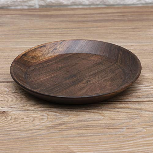 Wooden Plate Bamboo Round Serving Tray Bowl for Tea Set Dinner Breakfast Fruits Candies Food (15cm)