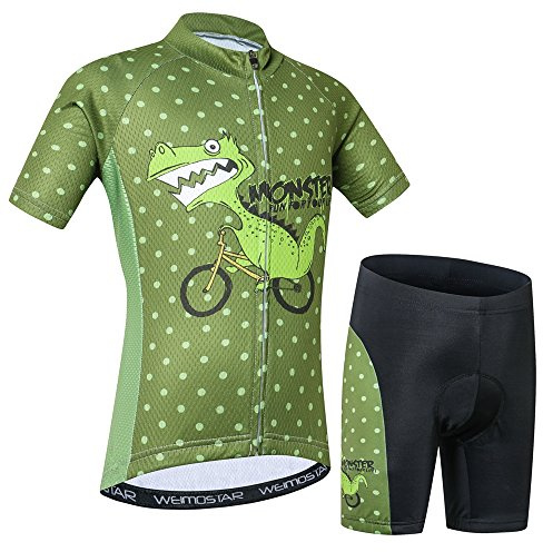 JPOJPO Cycling Jersey Kids,Short Sleeve Cartoon Road Mountain Bike Jersey Set/Top/Short for Girls Boys Breathable