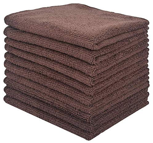 HIDMD Panni per la pulizia in microfibra, panni multiuso in microfibra, panni per la pulizia senza striature, confezione da 10, 30 x 30 cm Marrone