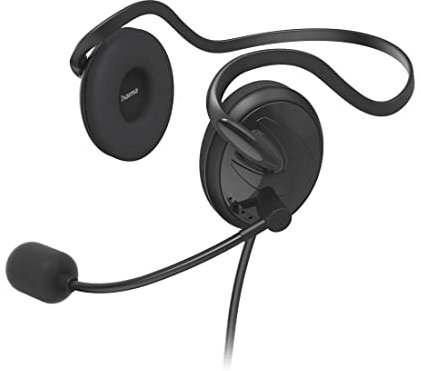 Hama PC Headset, On Ear Kopfhörer mit Nackenbügel (mit Lautstärkeregler und verstellbarem Mikrofon, inkl. Y-Adapter 2X 3,5mm Klinke, 2m langes Kabel, für Videocalls, Homeoffice, eLearning) schwarz