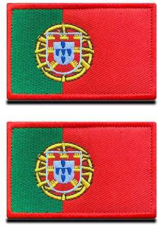 Zcketo 2-pack portugisisk nationell flagga broderad krok och ögla fästelement emblem sy på lappar för ryggsäck keps jacka jeans väst väska påse kläder kläder kläder