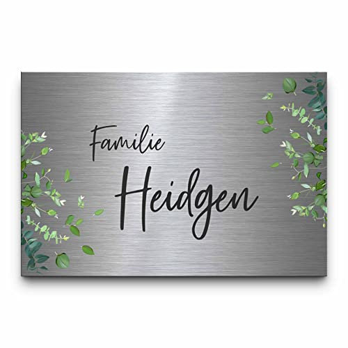 Edelstahl Türschild Familie ab 12x8 cm bunt bedruckt - wetterfest! | Namensschild Haustür Briefkasten selbstklebend o. mit Bohrlöcher | Riesige Motiv Auswahl | Haustürschild Familienschild