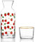 Wrenbury Strawberries Bedside Water Carafe with Glass Set - 700ml Mouthwash Decanter with Cup - Perfect for Nightstand or Bathroom - Strawberry Gifts