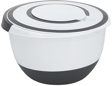 Mojawo Bol mélangeur, bol mélangeur, protection anti-éclaboussures, ouverture de mélange, boîte de conservation alimentaire, fond arrêt, couvercle en plastique, 5 l