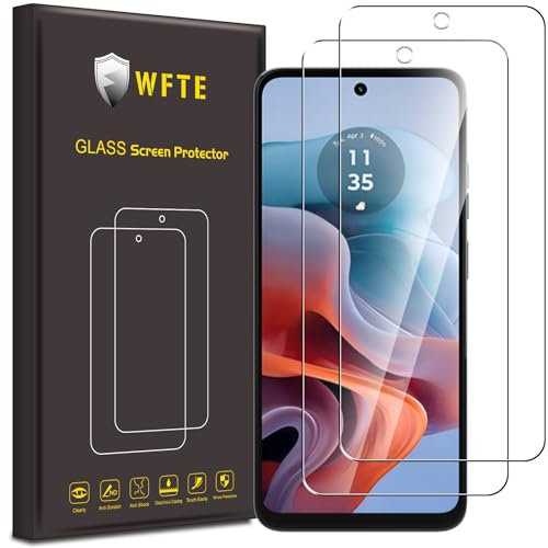 WFTE [2-Pack Screen Protector for Motorola Moto G34/G45,Anti-Scratch,High Transparency,Bubble-Free,Dust-Free Premium Screen Protector Tempered Glass For Moto G34/Moto G45