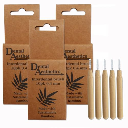 Dental Aesthetics Interdentalbürsten aus Bambus, 3 Packungen zu je 10 Bürsten (0,4 mm)