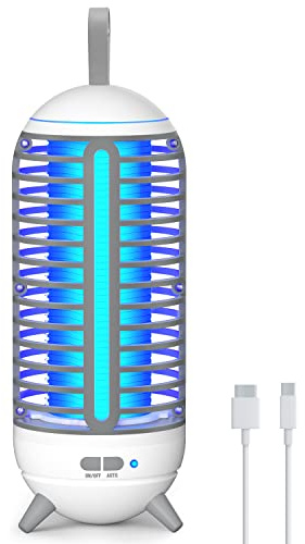 Lampada Antizanzare, PRANITE 2500mAh Zanzariera Elettrica da Campeggio 2 in 1, Antizanzare Giardino Ricaricabile USB, IP65 Insetticida per Zanzare Portatile per Esterno, Interno