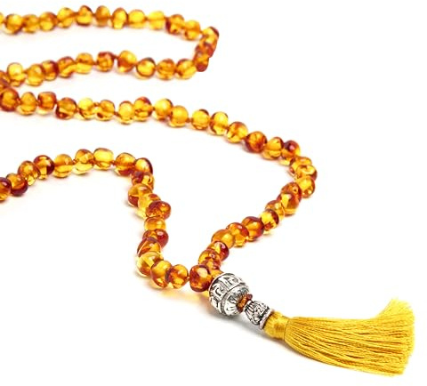 Amberta Collana Mala Tibetano 108 Grani in Ambra Baltica - Rosario Buddista - Collana Tibetana Mala