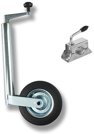 Torado Rueda de apoyo para remolque con soporte de rueda de apoyo hasta 150 kg, diámetro de 48 mm, manivela para remolque, accesorios