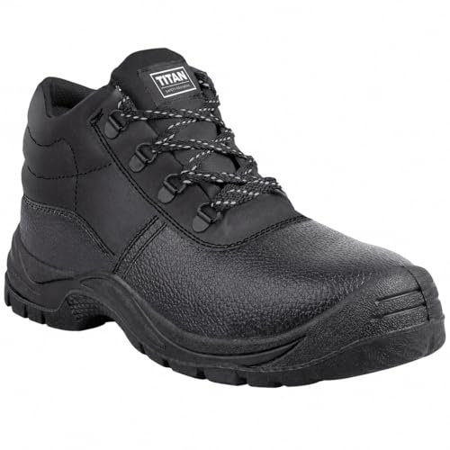 Titan Safety Footwear Argon S3 SRC Chukka Work Boots, Men Womens Steel Toe Cap Boots, Work & Utility Footwear, Water Resistant, Lightweight, Anti-Slip, Construction, Black Safety Boots – Size 12