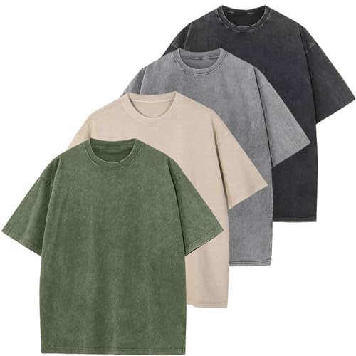 Maglietta da uomo in cotone pesante, vestibilità normale, basic da uomo, set casual estivo, oversize, XL