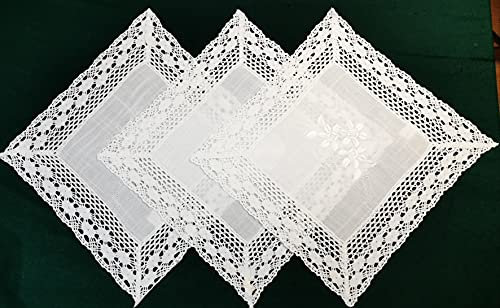 Deckche 3er Packung Bestickt mit Spitze (30x30)