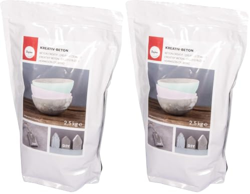Rayher 34153000 Hormigón creativo para manualidades, gris claro, 2,5 kg, listo para usar (Paquete de 2)