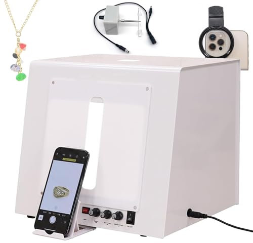 Mini fotostudiokit ljuslåda med 3000-5500k justerbart ljus för små föremål, professionellt fotograferingstältkit, stöd för upphängning eller placering av smycken