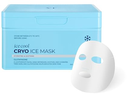 VT COSMETICS Cryo Ice Cool Mask, 30 Sheets, Cooling & De-Puffing Daily Sheet Mask, Hydrating Korean Face Mask, Xylitol & Hyaluronic Acid, K-Beauty Skincare