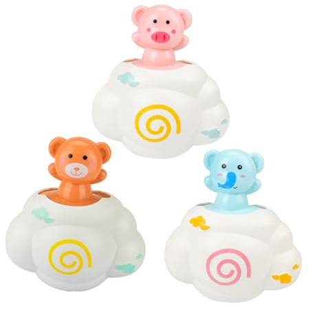 LALADEFIEE 3pièces Jouets de Bain Nuage Jouets à Jet Eau pour Garçon Fille pour Bain des Tout-Petits Éléphant Cochon Ours