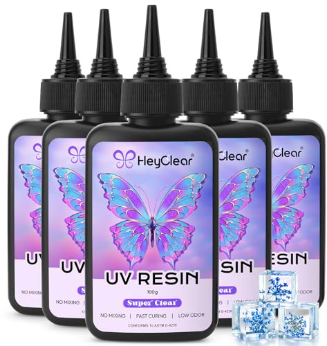 HeyClear UV-harts 500 g UV-harts Klar, Hårt, Låg Lukt, Förblandat & Snabbhärdande för Smyckesdesign, Gör-det-själv-hantverk & Ytbeläggning Ytbeläggning