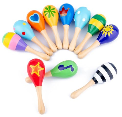 Cryfokt Lebendiges Kid Maracas Shaker Rassel Schlaginstrument für Lustiges Spielen, Glatte Kanten für Sicherheit, Holzmaterial