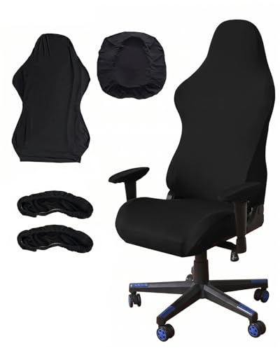 HAPZUR Funda Silla Gaming Oficina Escritorio - Juego de 4 Piezas con Reposabrazos. Cubierta Elástica Protectora, Lavable, para Sillas Gamer y de Ordenador.