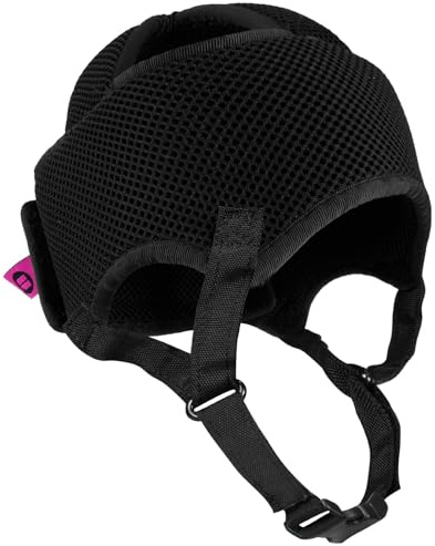 Ubio Casco de Protección Craneal Negro, Tejido Transpirable, Protector para la Cabeza Personas Mayores, Epilepsia, Convulsiones, Niños, Adultos - Arnés de Mentón Ajustable 44-50cm, Fabricado en España