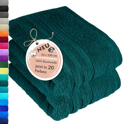 Lashuma Handtücher Set 50x100 cm Grün - Opal, London 2X Frottee weiche Handtuch fürs Badezimmer