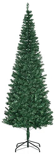 HOMCOM Albero di Natale Slim Artificiale 210 cm con Rami Realistici, Albero di Natale Alto e Stretto con Base Pieghevole, Verde