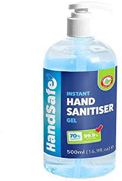 Handsafe - 500ml Hand Sanitiser Gel, Kills 99.9%+ of Bacteria & Viruses, 70% Alcohol Based, Medical Grade, Anti Bacterial Fast Acting Formula