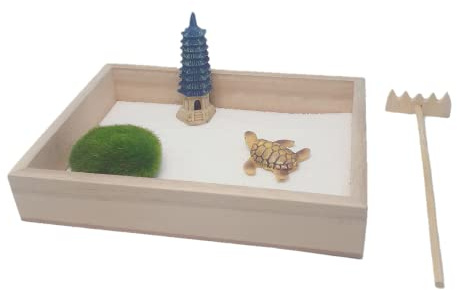 ZEN&TAO SmartMini Japanese Zen Garden Human Nature Themed 17x12cm Hard Wood (Paulownia) Tray