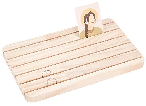 NBEADS Holz Ohrringe Ständer, Ohrringhalter Schmuckständer Ohrring Kartenhalter Schmuckkarten Display Mit Kartensteckplatz Für Ringe Ohrring Schmuck Display Visitenkarten Zeigen, 27.7x16.7 cm