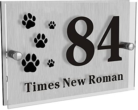 House Numbers Plaques Acrylic Door Number Plaques for Wall Personalised Door Signs Modern Glass Effect Rectangle Road Name House Number Plaques(Design 4)