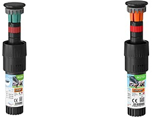 Claber 87313 Inter. MICROIRRIGATORE 180 90220, Nero/Rosso, 40x40x140 mm & 87312 Inter. MICROIRRIGATORE 360 90210, Nero/Arancione/Grigio, 40x40x145 cm