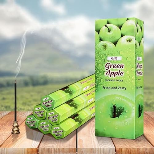 Incenso Naturale alla Mela Verde – Bastoncini Profumati Artigianali per Casa, Meditazione, Yoga e Relax – Fragranza Fresca e Fruttata