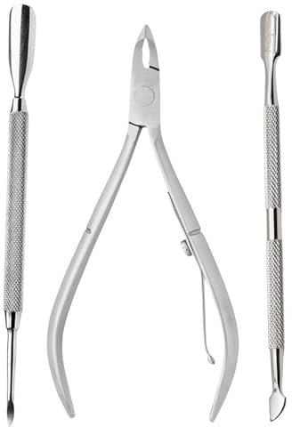 ASM Premium Toenail Cuticle Nippers With 2 Pusher Set - Heavy Duty Nail Clippers & Pedicure Set For Fingernail Ingrown Toenail Treatment - Ideal For Christmas Gifts For Women & Men