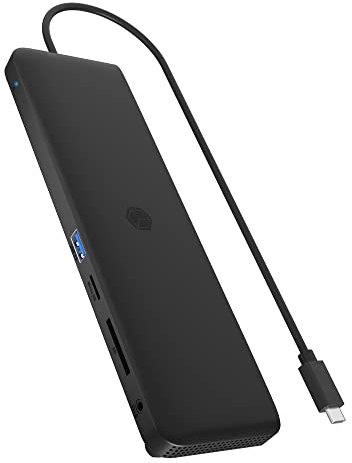 ICY BOX Docking Station USB-C (11-in-1) per 3 monitor (2x HDMI e 1x DP), 4K 60Hz, 4x HUB USB 3.0, 100W PD, Gigabit Ethernet, lettore di schede, IB-DK2116-C