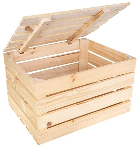 Creative Deco Große Holzkiste mit Deckel | 50 x 40 x 30cm | Holztruhe mit Deckel | Vintage Deko Holzbox | Geschenke Holzbox Kiste | Perfekt als Geschenkbox Weinkiste Spielzeugkiste Aufbewahrungsbox