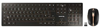 CHERRY DW 9100 SLIM, Set di Tastiera e Mouse Senza Fili, Layout per l'Italia (QWERTY), Connessione Bluetooth e Wireless 2,4 GHz, Tasti Silenziosi, Ricaricabile, Nero-Bronzo