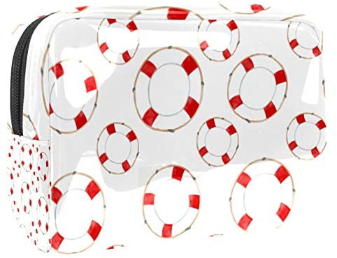 Red Lifebuoy Cosmetic Bag for Women, Travel Toiletries Bags Large PVC Makeup Handy Pouch Organiser with Zipper