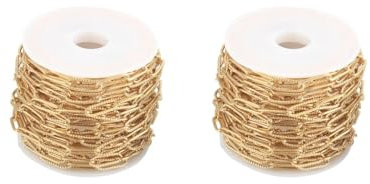 Adoorniequea Büroklammer-Gliederkette, Großpackung für handgefertigten Schmuck, DIY, Gold, 12 x 4 x 1 mm, 2 Stück