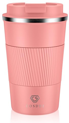 CS COSDDI Tasses de voyage isothermes avec couvercle étanche – Tasses à café réutilisables – Tasse à café de voyage en voiture – Tasse en acier inoxydable pour café chaud et froid