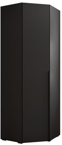 MEBLE KRYSPOL Inova 1 Eckschrank - Kleiderschrank mit Regalen und Stangen - Aufbewahrungsmöbel - für Schlafzimmer, Jugendzimmer, Flur - 236,7x81,7x47cm - Schwarz, Handgriff Schwarz