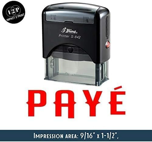 IMPACT2PRINT Shiny S-842 Tampon auto-encreur en caoutchouc Paye Texte Tampons personnalisés pour affaires papeterie de bureau (Noir) (rouge)