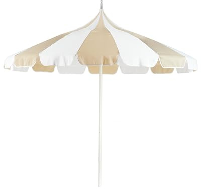Beliani Sonnenschirm ⌀ 245 cm rund mit weißer Aluminium Stange Minoa