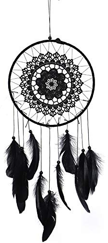 Atrapasueños Artesanal - Atrapasueños para Colgar en la Pared, Blanket, Cazasueños de Encaje, Decoración para Coche Fiestas del Hogar Niño (Negro)