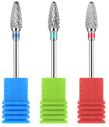 3 Pack Nail Drill Bits Tungsten Cuticle Remover Set Professional Electric Nail File Bit Nail Art Shapen Remove Tool Replacement Accessories for Home Salon Pedicure Manicure