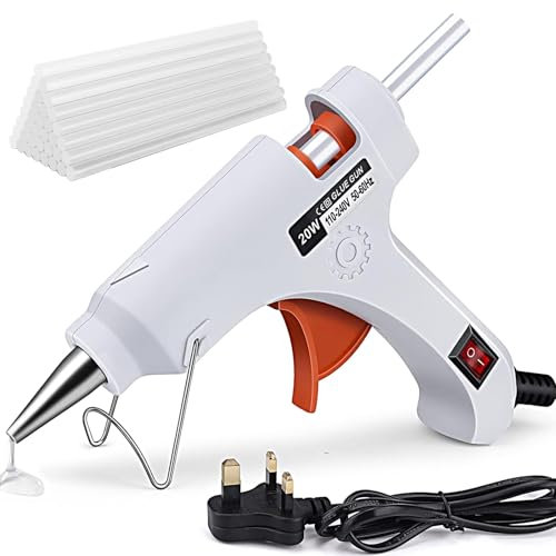 Glue Gun - 20W Mini Hot Glue Gun with 50 pcs 7 x 100 mm Glue Sticks - Glue Gun for Crafting - Fast-Heating Hot Melt Glue Gun for DIY Arts - Crafts - Fabric - Wood - Glass - Card - Home Repairs (White)