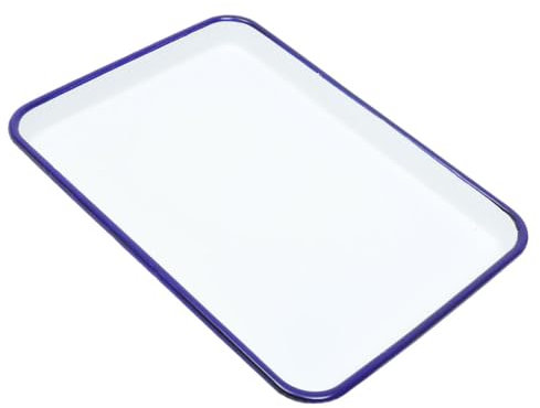 Didiseaon Enamelware Roasting Baking Pan 25x30cm Rectangular Food-Grade Enamel Heat-Resistant Oven Tray for Cake and Pizza Baking, Non-Stick Surface, Reusable Oven Bakeware