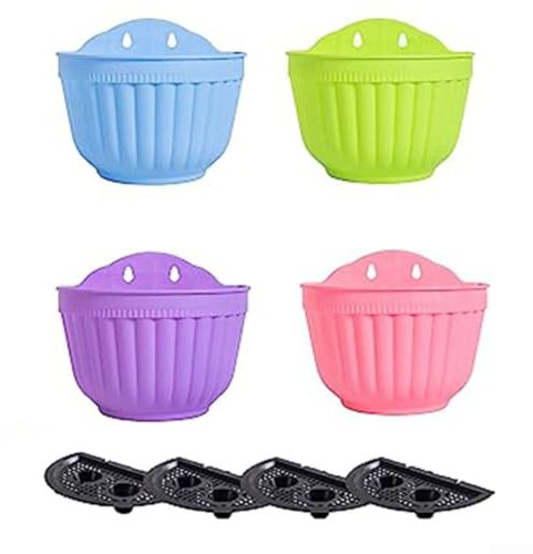 Sandyseptember Vasi per piante da parete in plastica verticale da giardino vivente a parete cestino sospeso recinto fioriere per piante supporto con serbatoio d'acqua di drenaggio